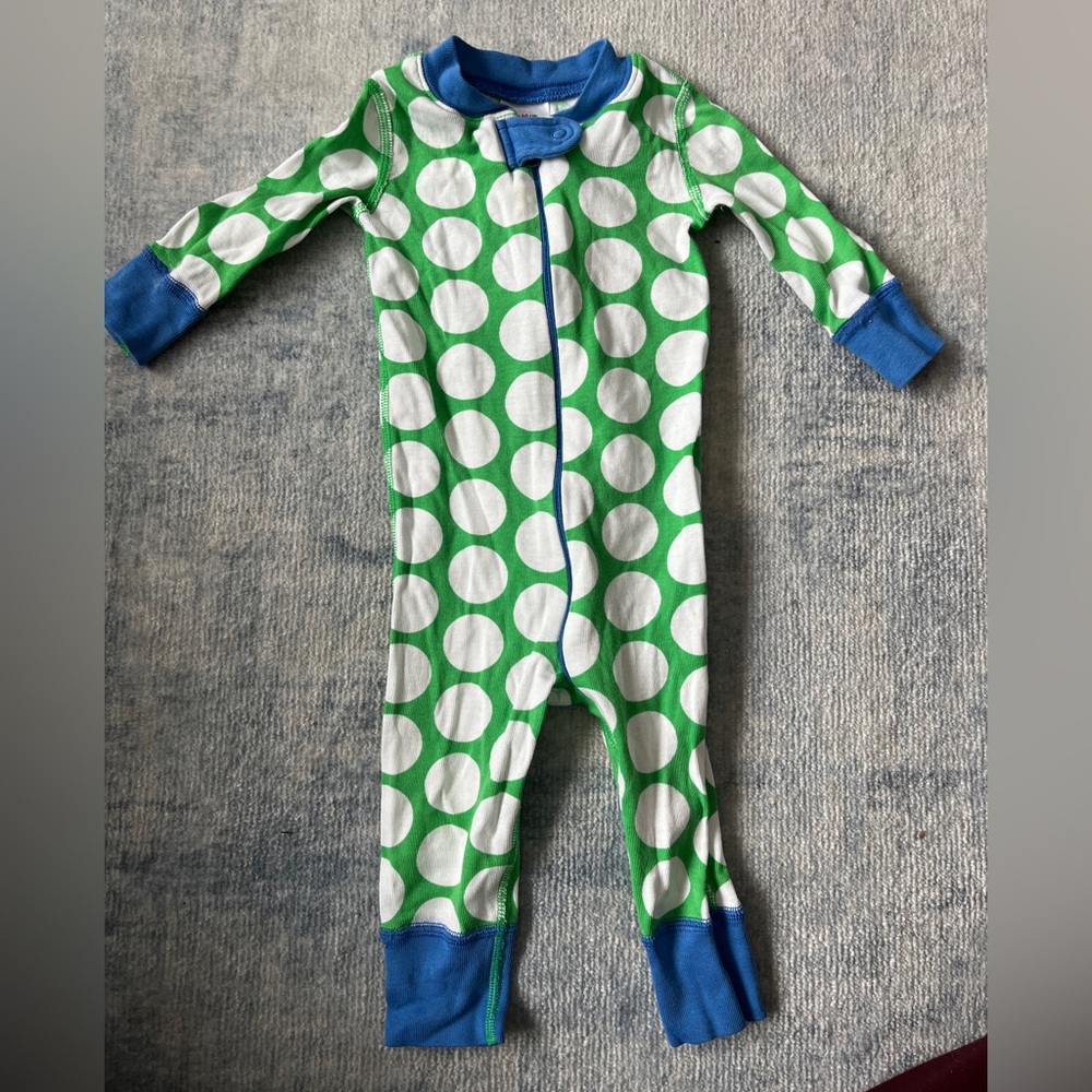 Hanna Andersson Green and Blue Polka Dot Sleeper. Size 60 cm. 6-9 months